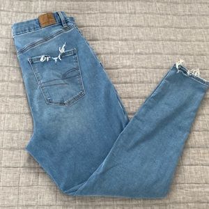American Eagle forever soft curviest highest rise jegging with raw hem.